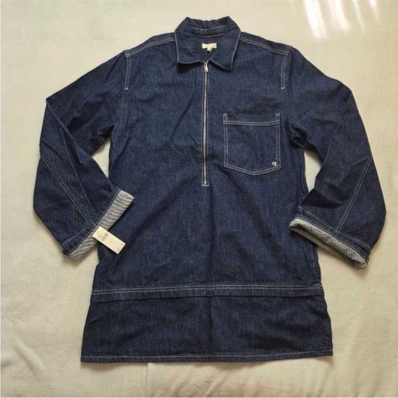 Anthropologie Dark Wash Denim Mini Shift Dress – Long Sleeve, NWT Size M - Picture 4 of 9